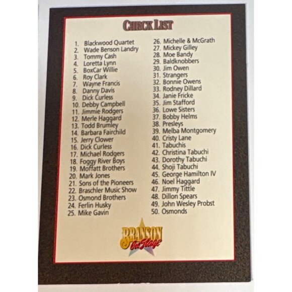 Branson On Stage Collectors Cards Complete Set 100 Checklist & Case Incl 1992 - Picture 3 of 4
